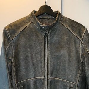 Danier Men's Distressed Leather Motorcycle Jacket